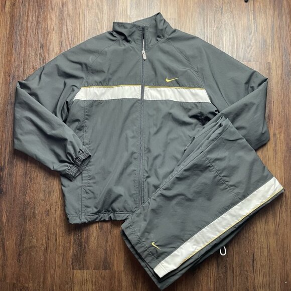 Vintage Nike 2PC Tracksuit Set Men’s XL Black Long Sleeves Full Zip Y2K - Picture 1 of 10